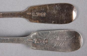 PARTI BESTICK, 6 st, silver, bl a Ryssland. 1800-1900-tal.