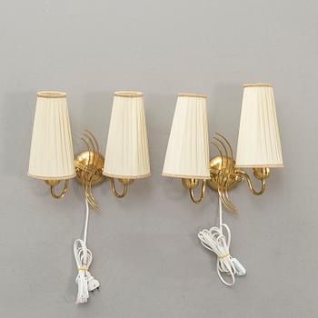 Wall lamps, a pair, 1940s-50s.