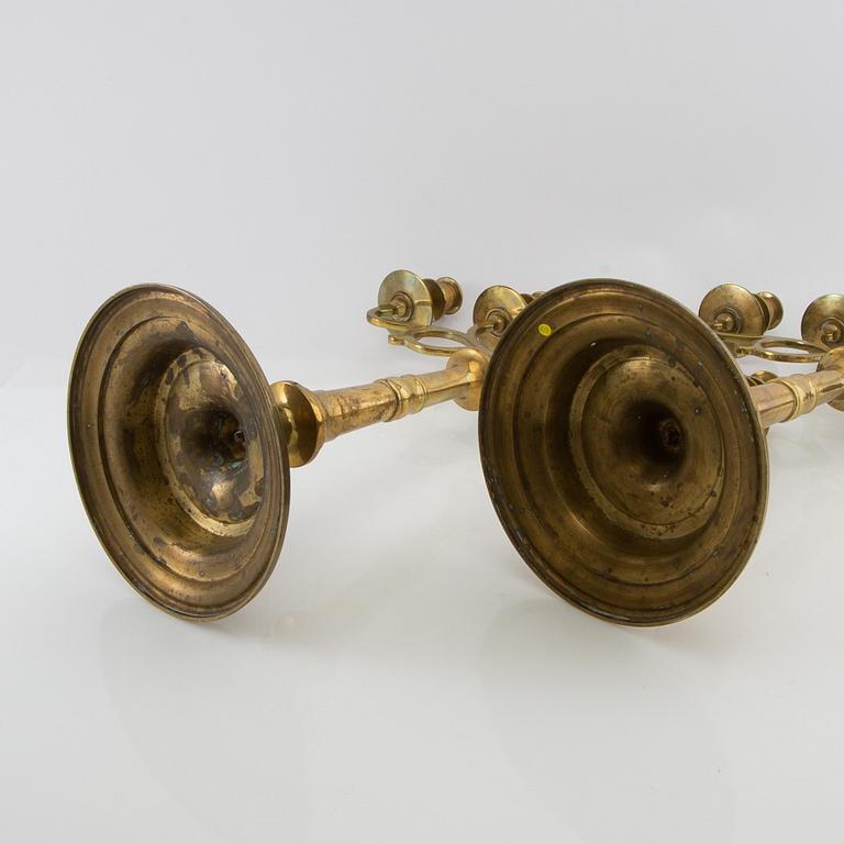 Candelabra, brass, a pair, Art Nouveau, early 20th century.