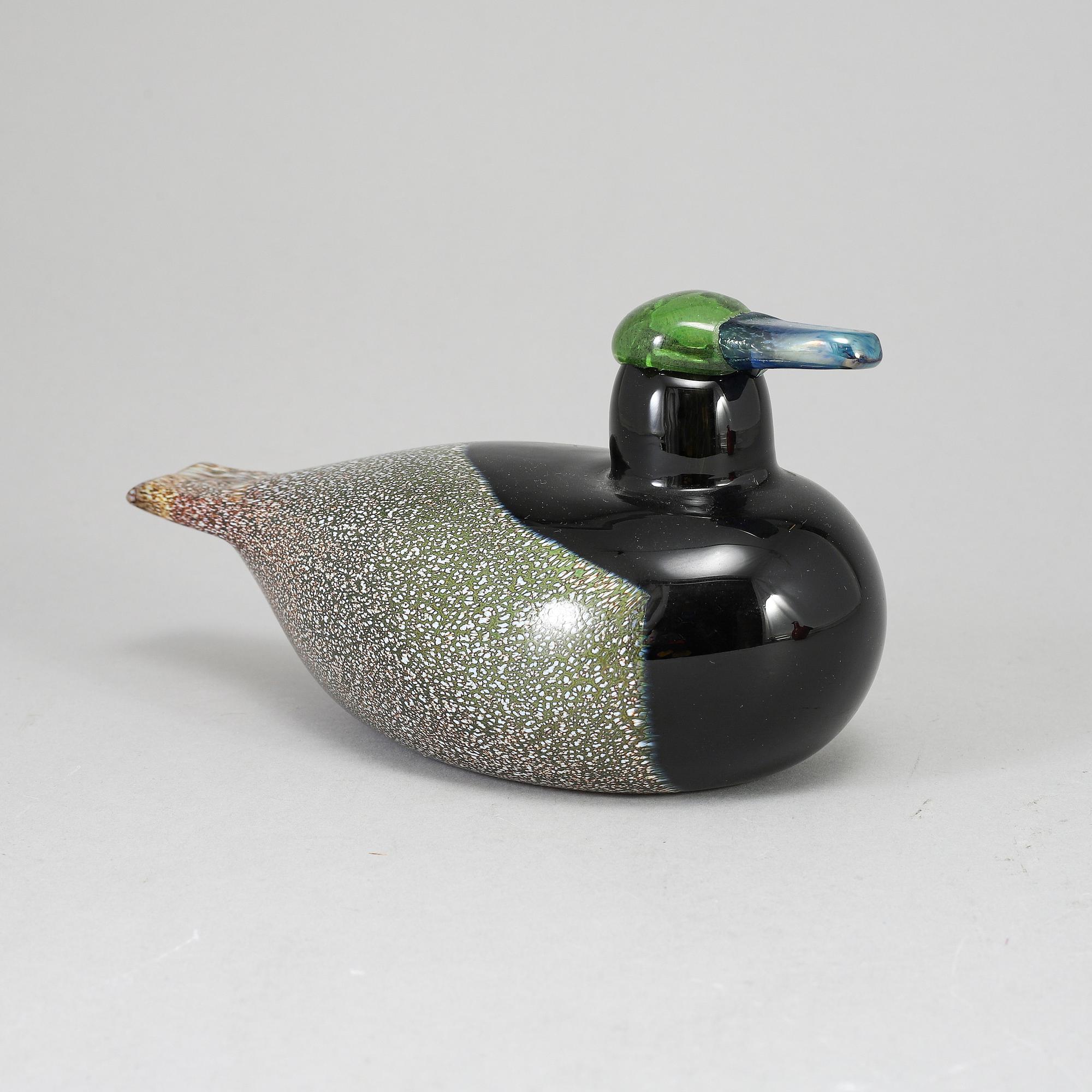 OIVA TOIKKA, lasilintu, Male Duck (Sorsauros) 1994–2006. Signeerattu O. Toikka Nuutajärvi.