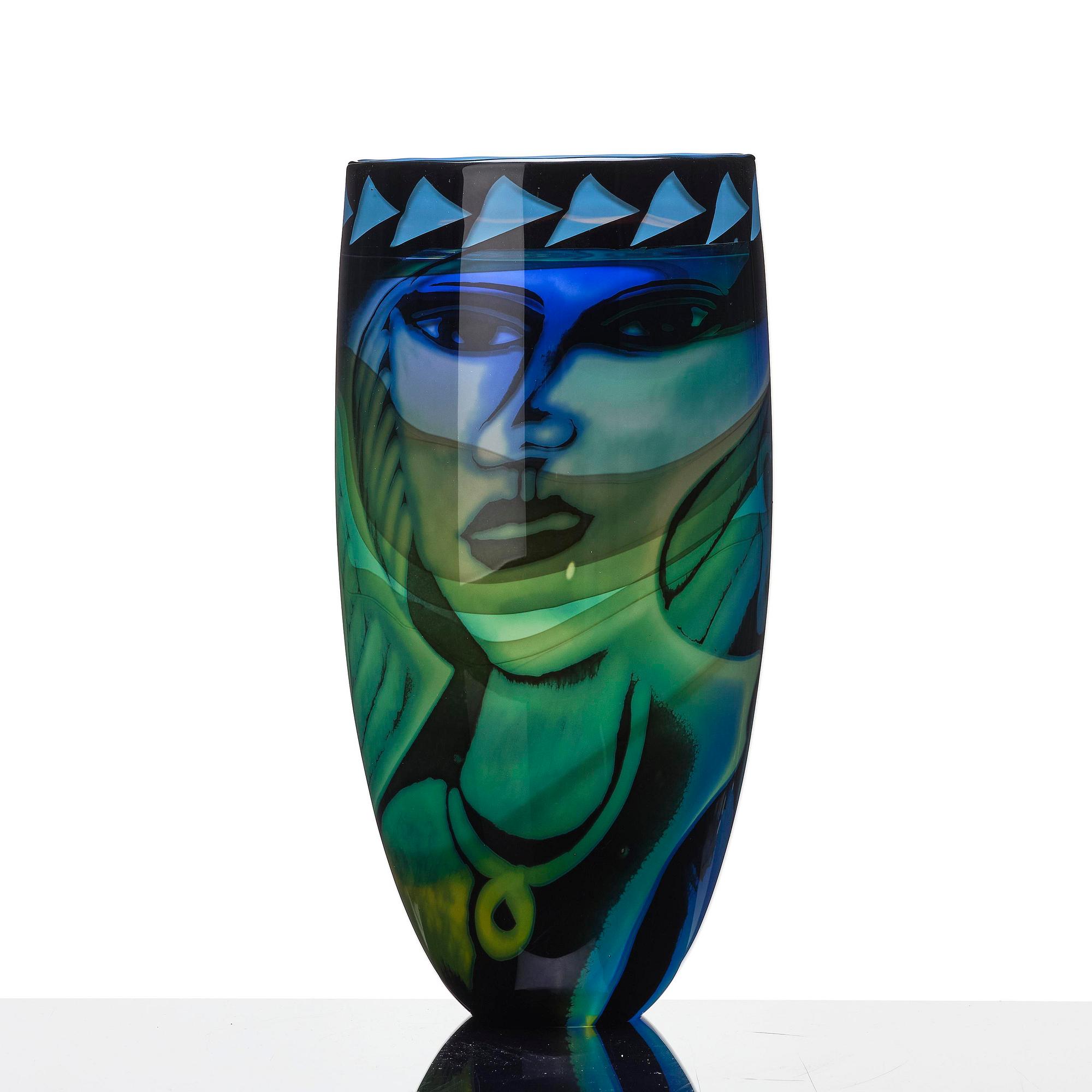 Eva Englund, a graal glass vase, Orrefors, Sweden, 1987.