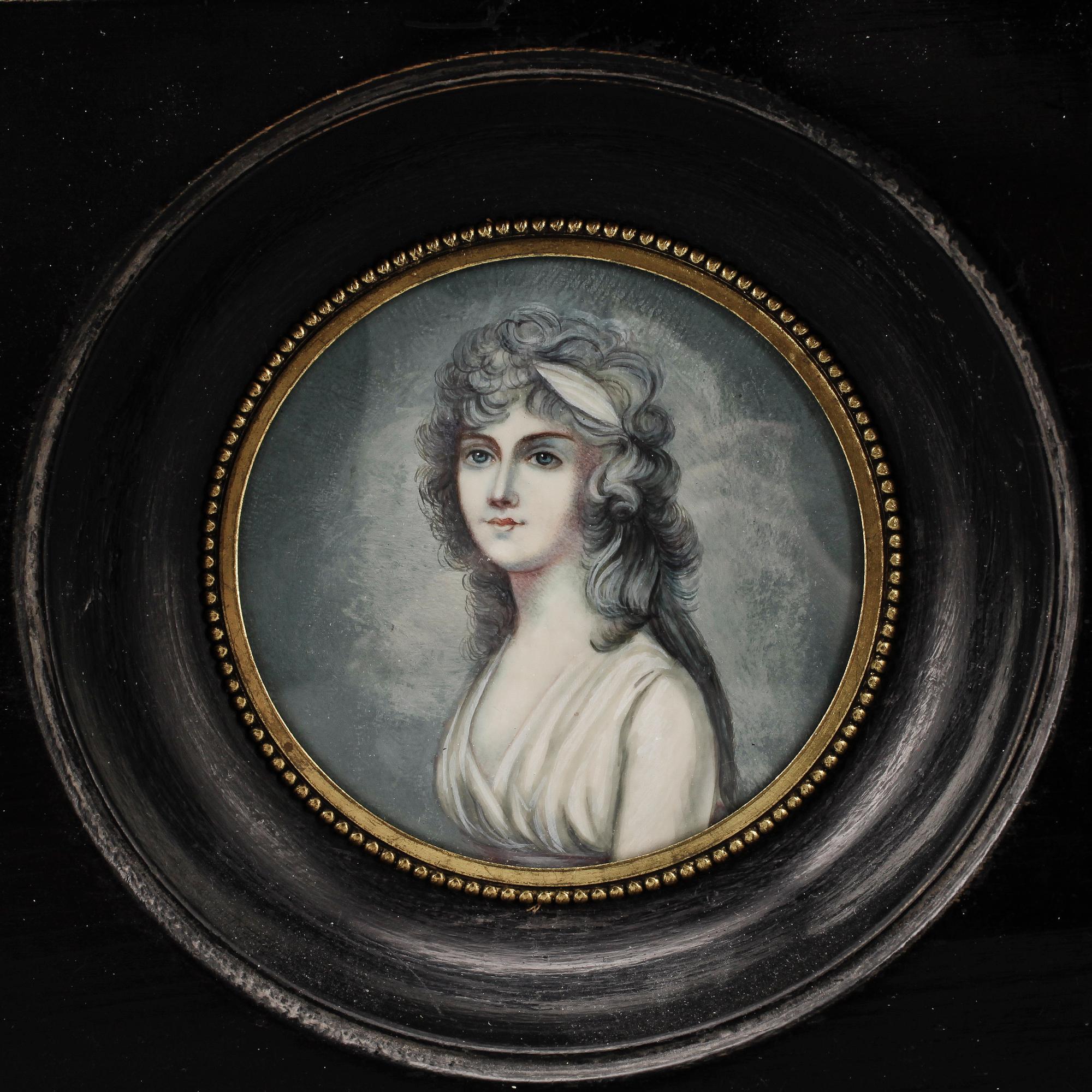 MINIATYRER, 3 st, gouacher, en med otydlig signering, 1800-tal.