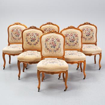 A set of sofa, two armchairs and six chairs, Louis XV-style, ca 1900.