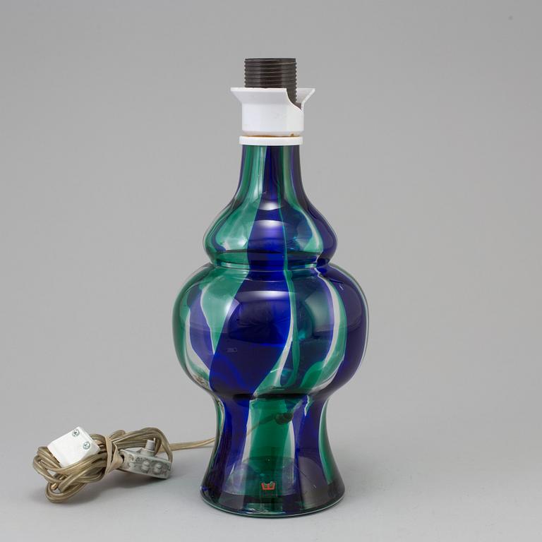 A striped glass lamp foot by Mona Morales-Schildt, Kosa, signed and markt -93.