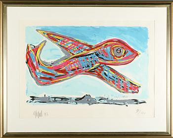 Karel Appel · KAREL APPEL, färglitografi, signerad, daterad 83 samt numrerad 91/120.