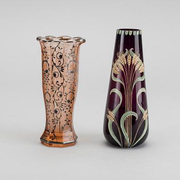 A set of four Art Nouveau glass vases.