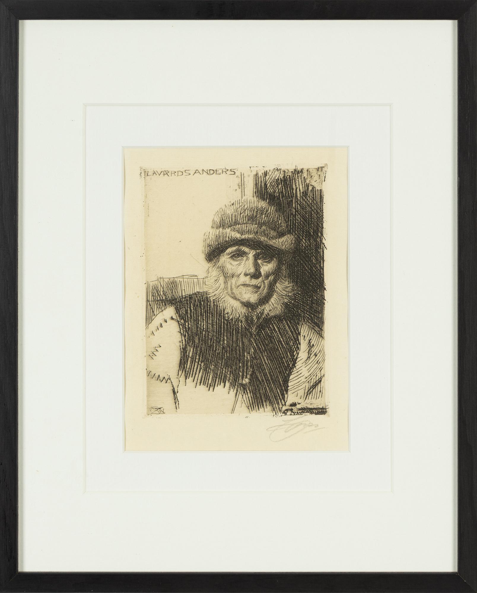 Anders Zorn, etching, 1919, signed in pencil.