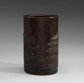 A Japanese bambu brush pot, early 20th Century.
