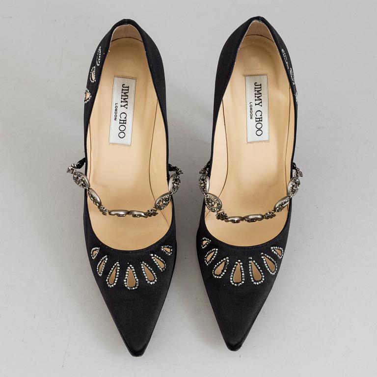 JIMMY CHOO, a pair of silk satin high heels, size 38½.