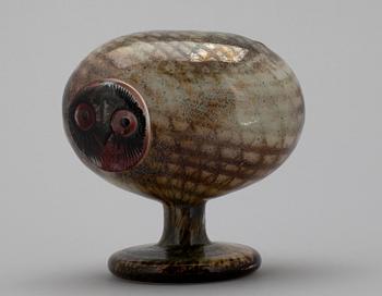 FIGURIN, glas, "Uggla", osignerad, Oiva Toikka, Nuutajärvi. 1900-talets slut.