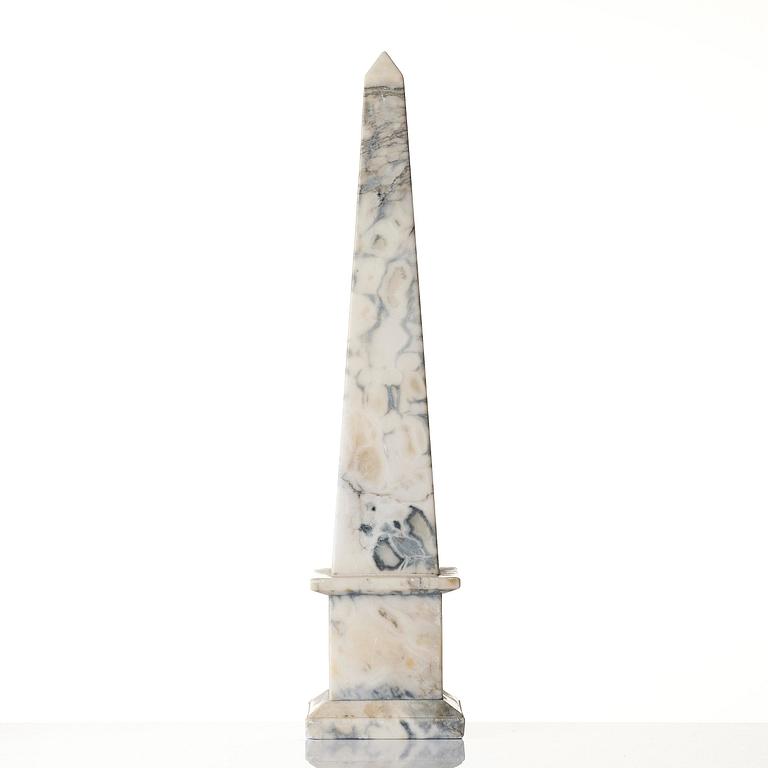 A Italian white marble obelisk, 20th century.