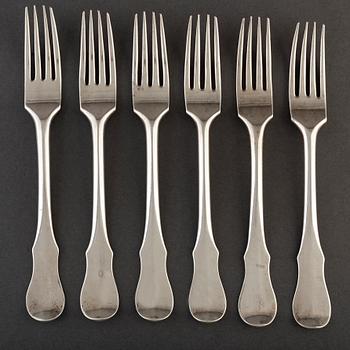 DIEDRICH SCHVART, 6 silver forks, Karlskrona 1796-97.