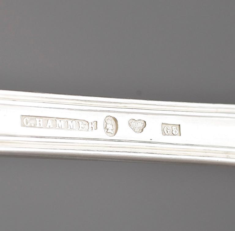 MATSKEDAR, 12 st, silver, Christian Hammer, 1800-tal. Totalvikt ca 1039 g.