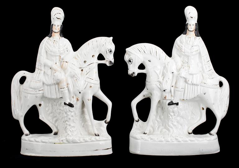 FIGURINER, ett par, porslin, Staffordshire, England 1800-tal.