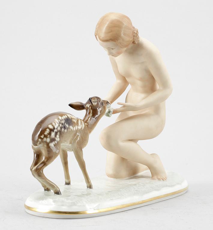 FIGURGRUPP, porslin, C Werder, Hutchenreuter, Tyskland. 1900-talets första hälft.