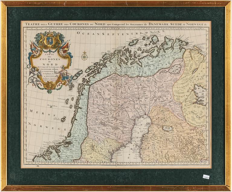 KARTA, kopparstick, "Cartes Des Courones Du Nord Qui Comprend les...", 1700-tal.