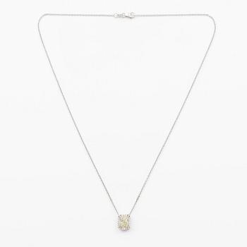 Necklace 18K white gold with a faceted diamond, accompanied by GIA report.