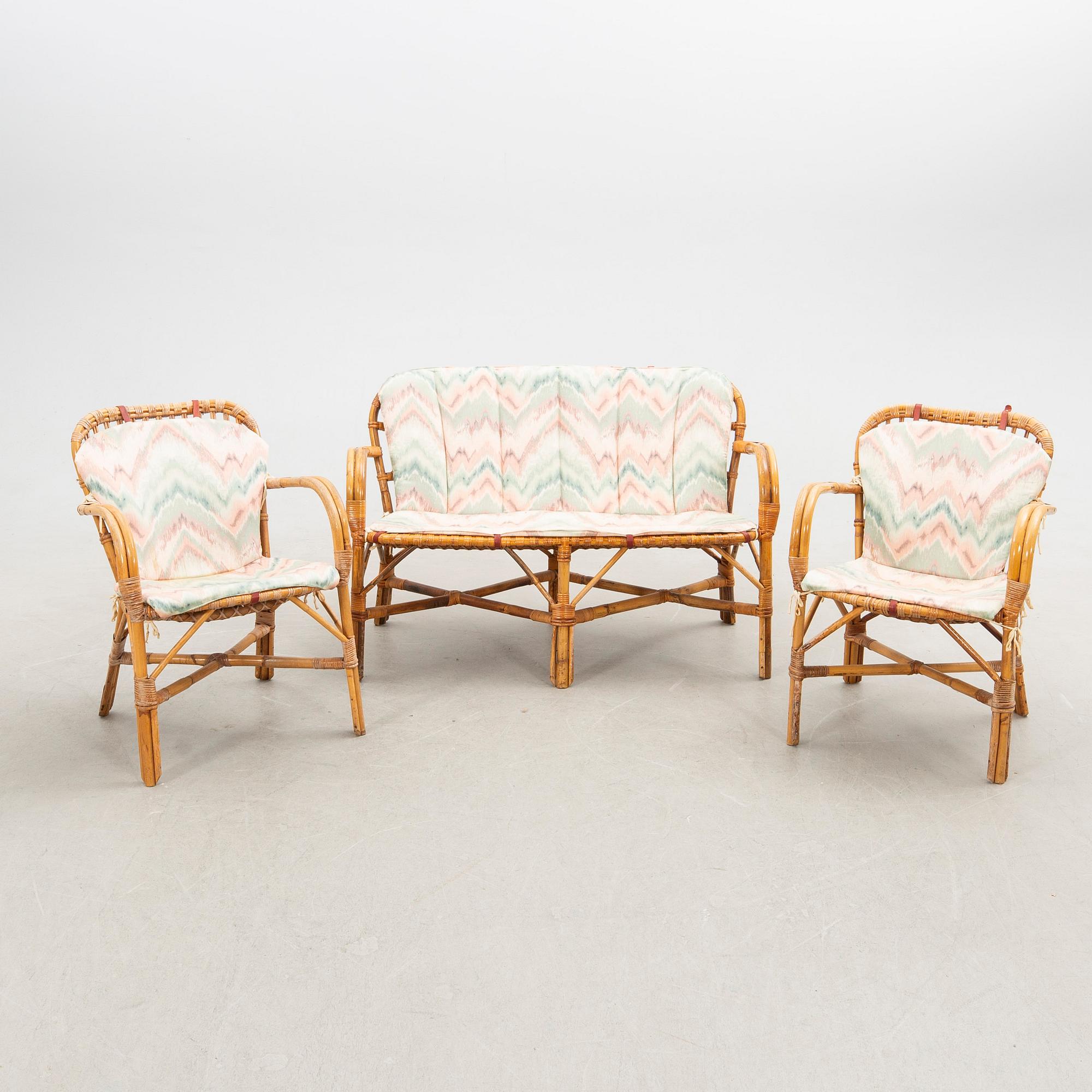 Möbelgrupp, 5 delar, rotting, 1900-talets senare del.