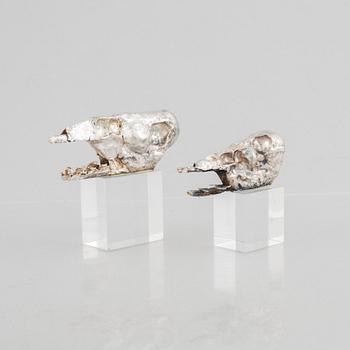 Lars Arby, två skulpturer, sterling silver, Göteborg 1982.