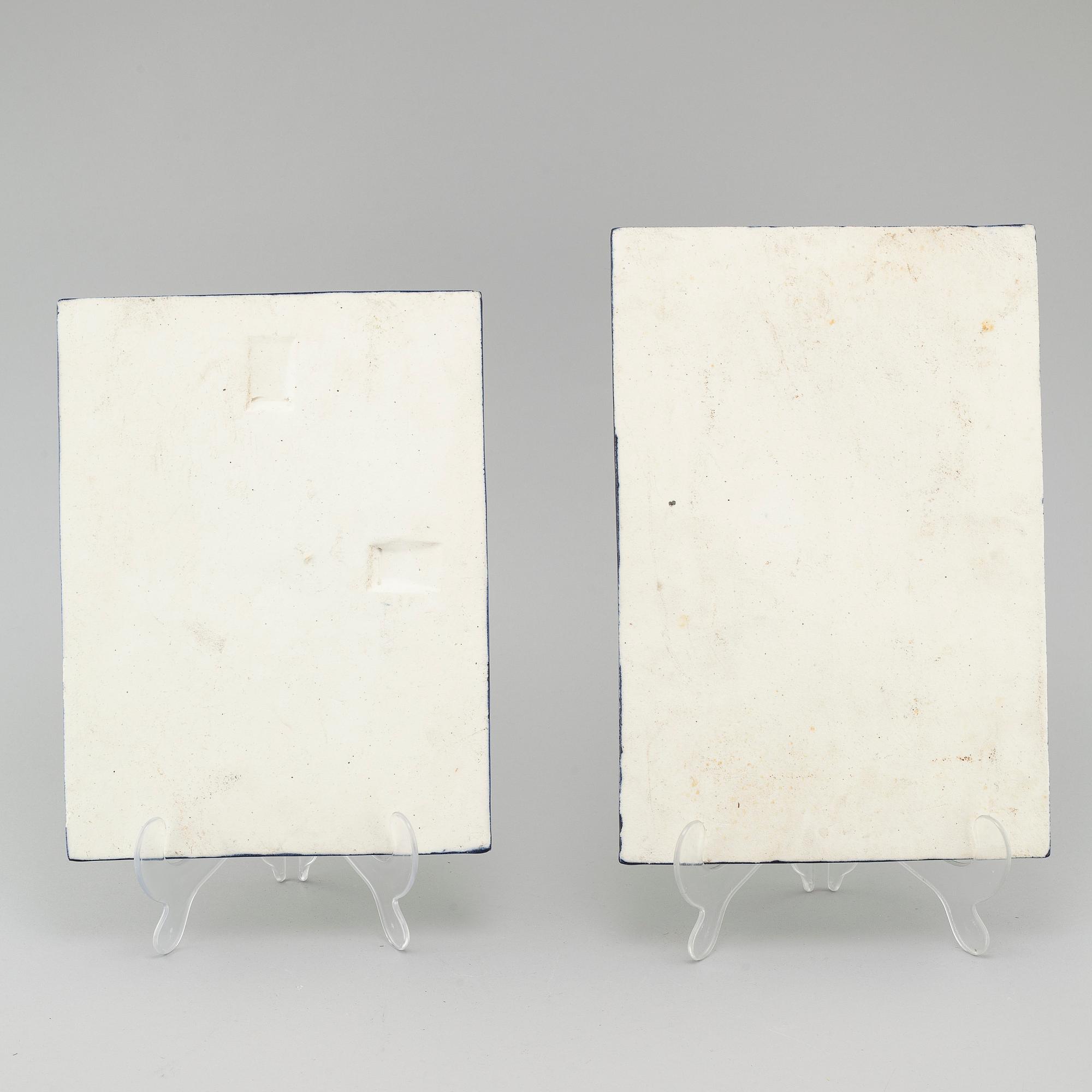 INGER PERSSON, two stoneware wall plaques, not signed.