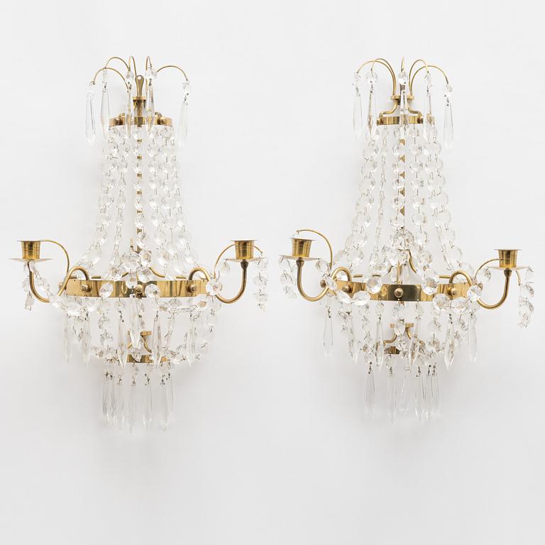 A pair of wall lights, late Gustavian style, 20th Century.