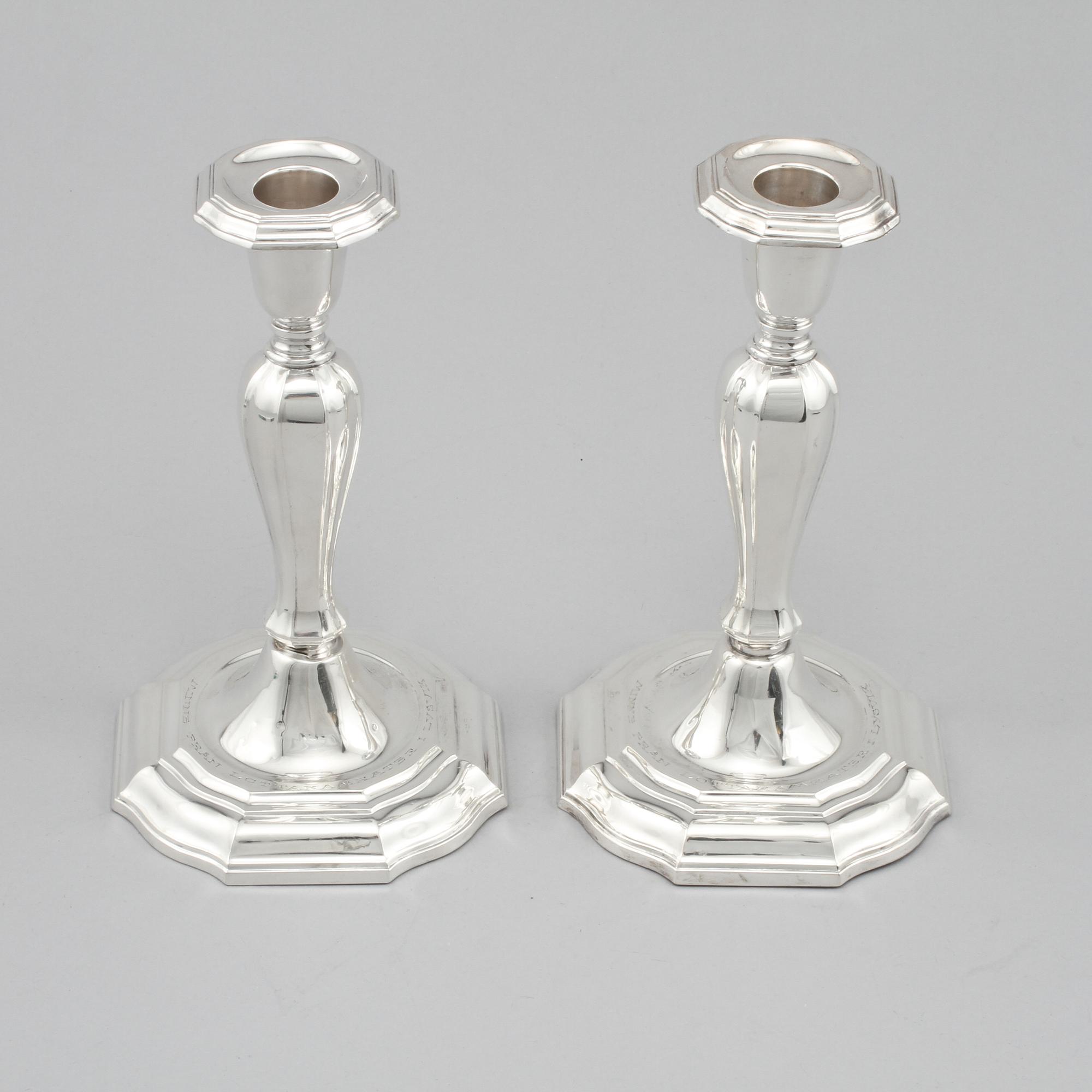 LJUSSTAKAR, ett par, silver, C.G Hallberg, Stockholm, 1956.