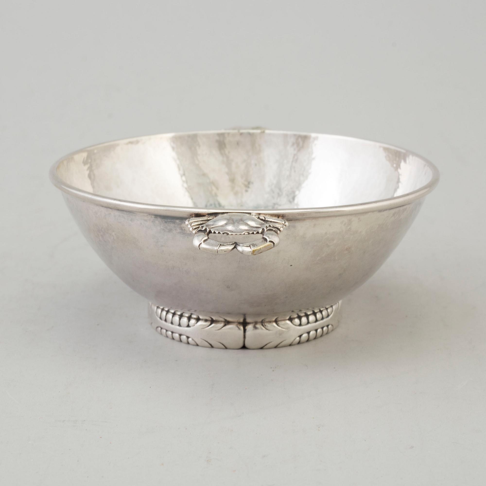 EVALD NIELSEN, skål med hänklar, silver, Danmark.