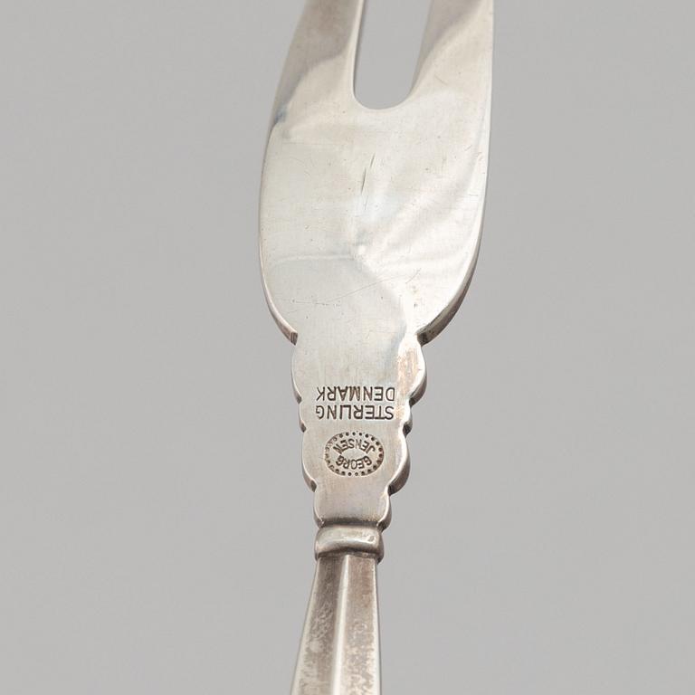 Johan Rohde, cutlery, 3 pieces, silver, model Dronning/Acanthus, Georg Jensen, Denmark.