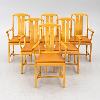 Carl Malmsten, “Ambassador”, armchairs, 6 pieces, Åfors Möbelfabrik, late 20th century.