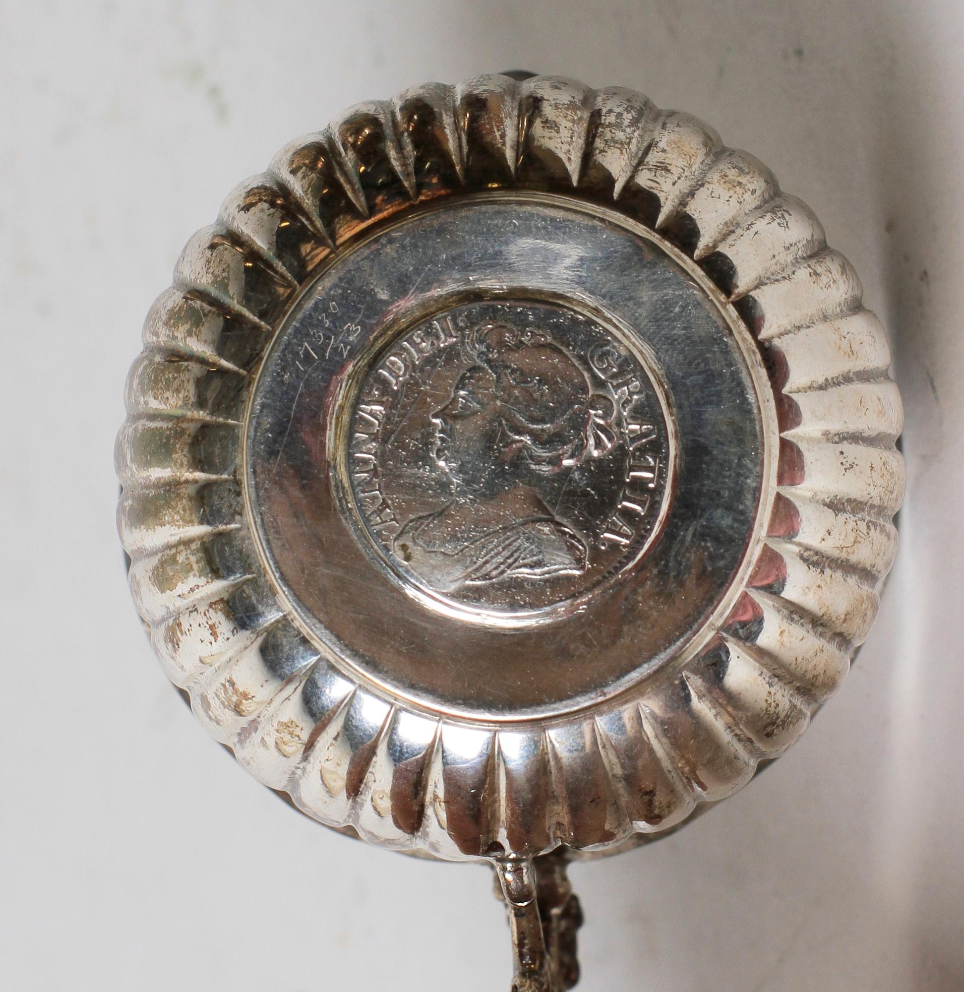 SKÅL SAMT GRÄDDKANNA, silver, London 1814 resp sent 1800-tal.