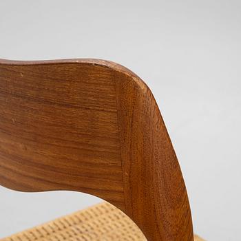 Niels Otto Møller, stolar, 6 st, modell 71, J.L. Møllers Møbelfabrik, Danmark, 1950/60-tal.