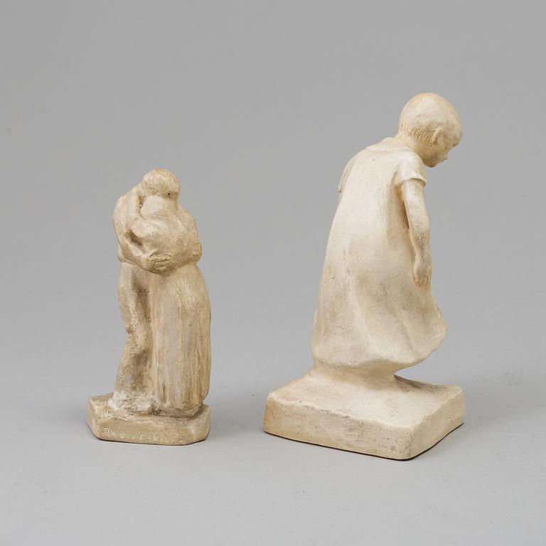 CARL ELDH, 2 plaster  sculptures, signed.