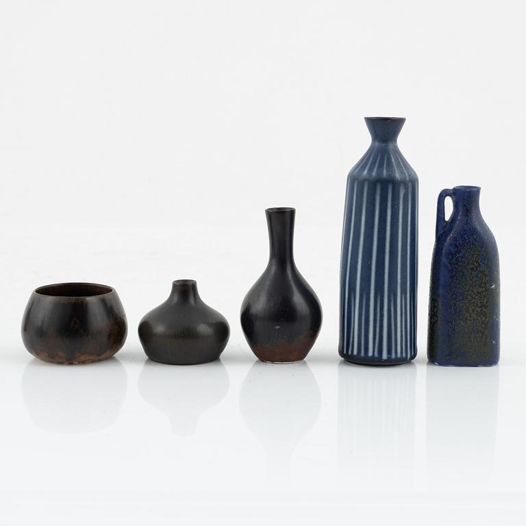 Carl-Harry Stålhane, a group of eight stoneware vases and Gunnar Nylund, a stoneware vase, Rörstrand.