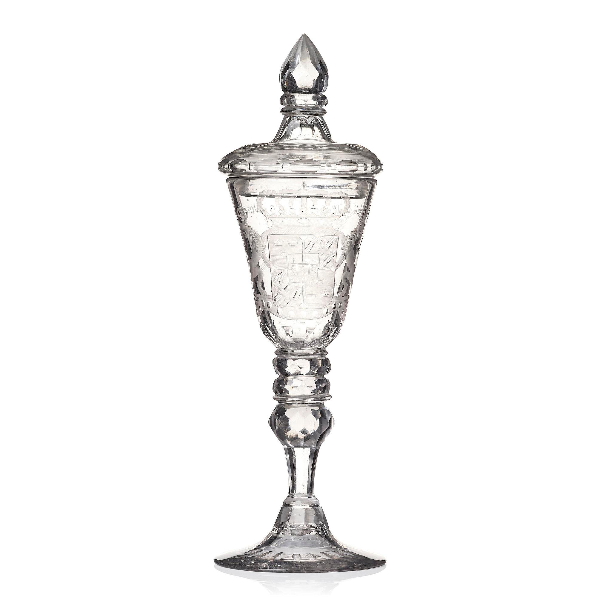 A large engraved goblet, Kungsholms glasbruk, 18th century.