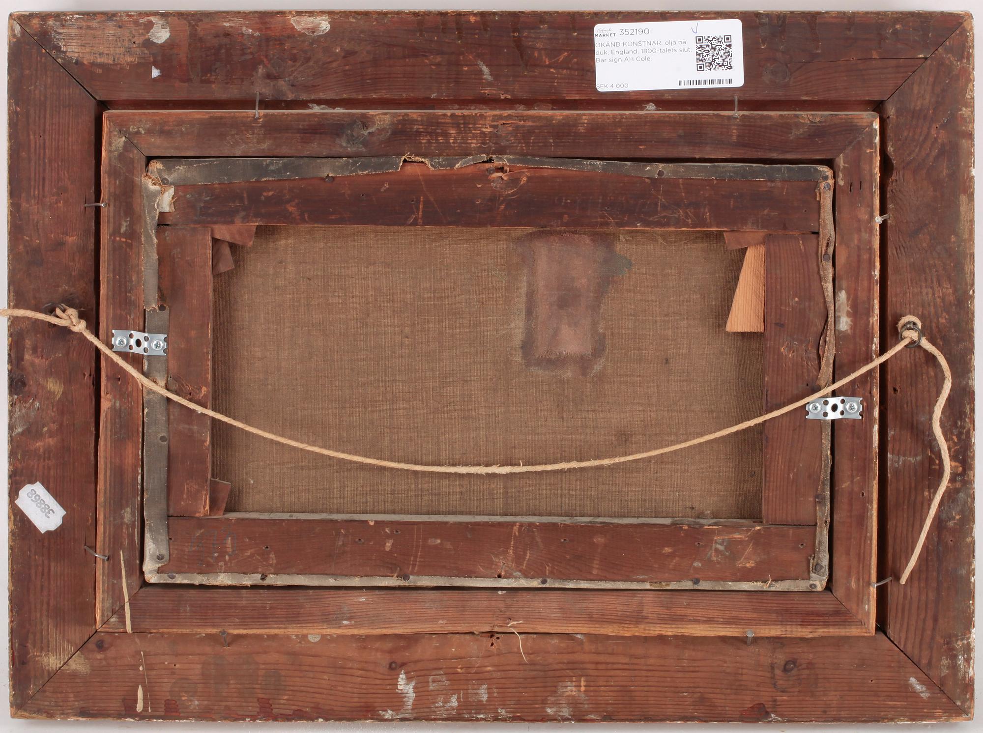 OKÄND KONSTNÄR, olja på duk, England, 1800-talets slut. Bär sign AH Cole.