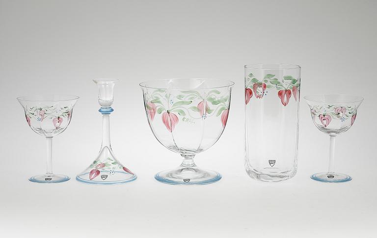 GLASSERVIS, 8 delar, "Maja", Eva Englund, Orrefors, 1900-talets sista kvartal.