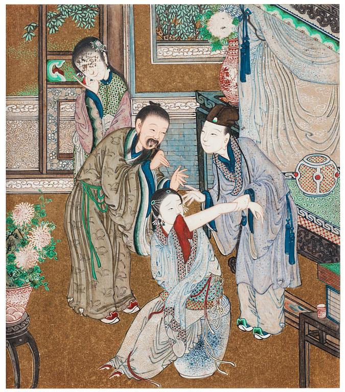 A set of nine Chinese watercolours by unknown artist, 19th Century.