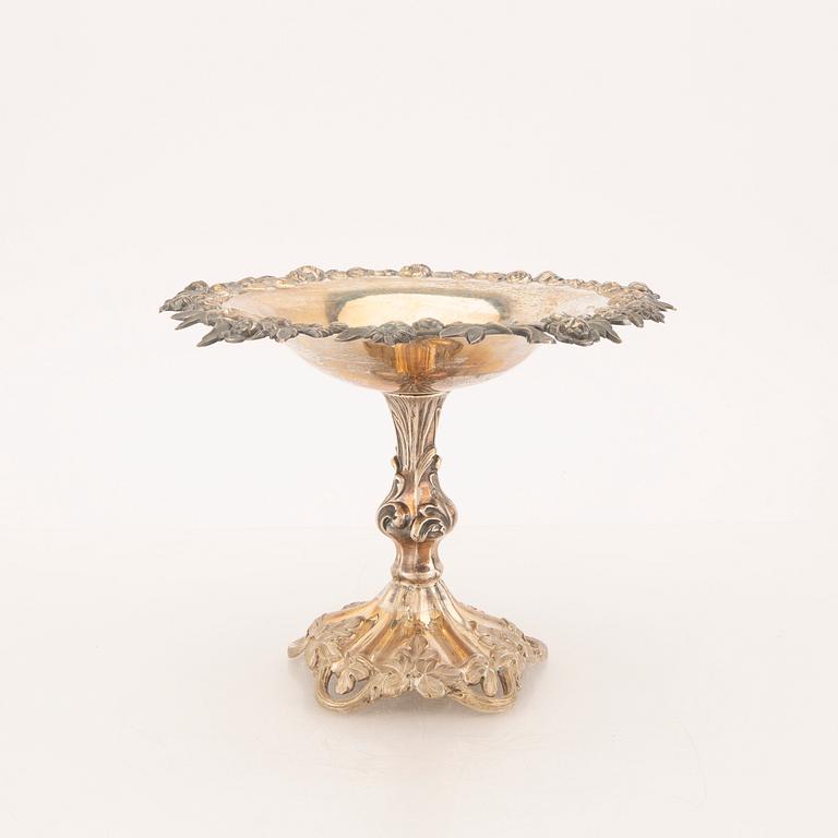 A Swedish 19th century sivler bowl on stand mark of G Möllenborg Stockholm 1856 weight 328 grams.