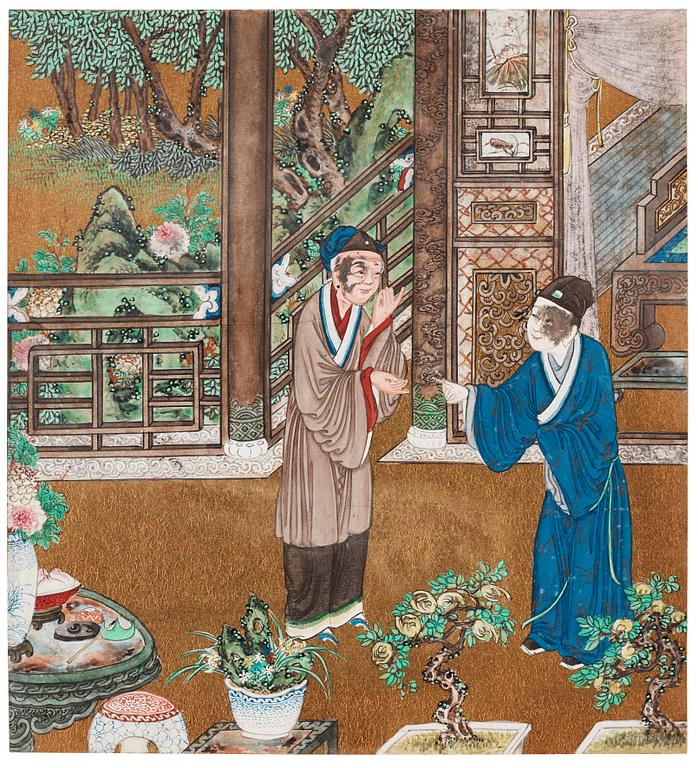 A set of nine Chinese watercolours by unknown artist, 19th Century.