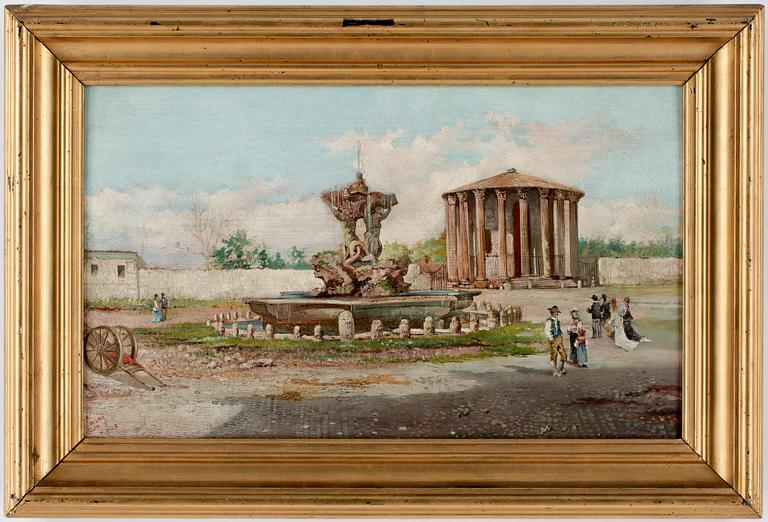 GEORGE EDWIN EWING, olja på pannå, signerad Ewing, Roma.