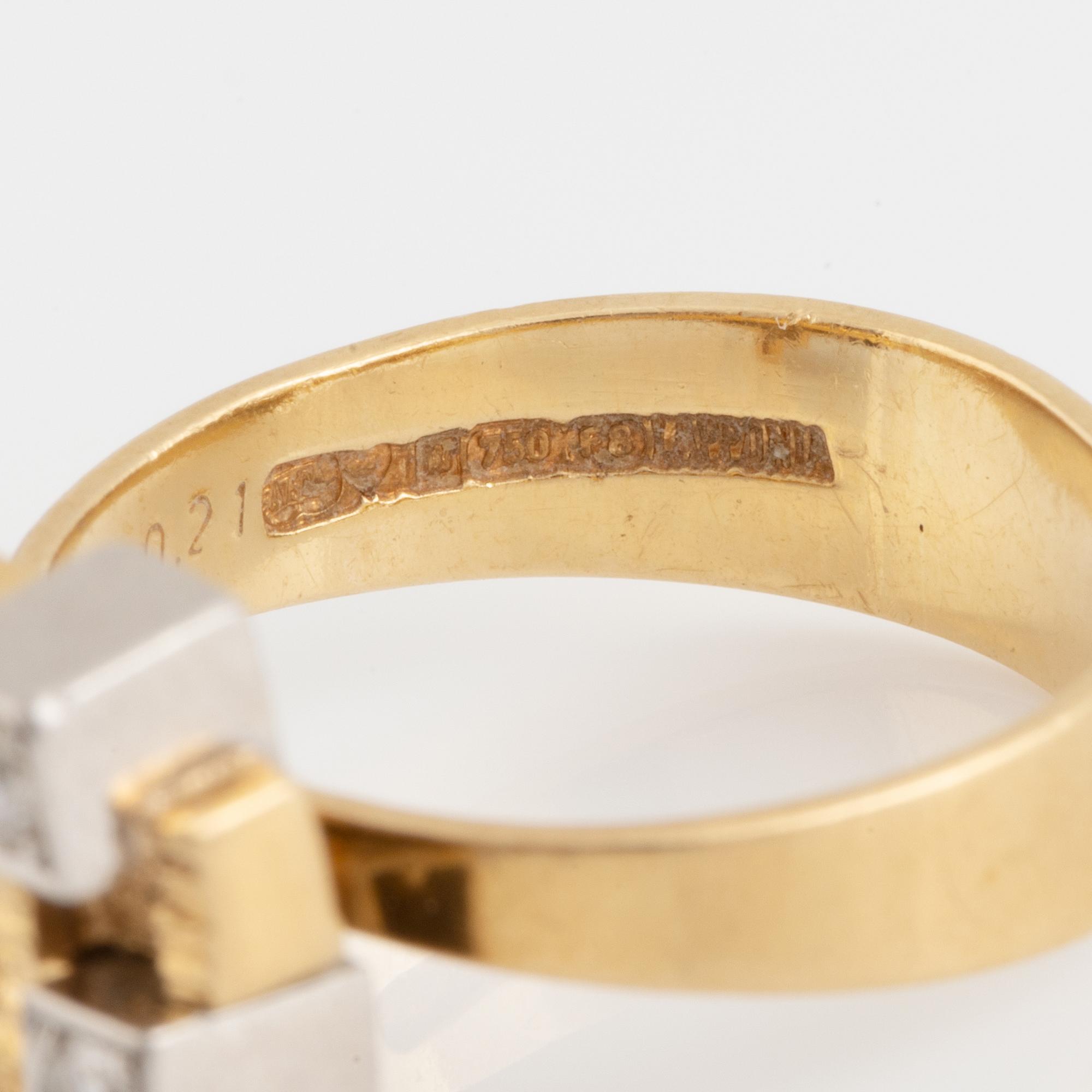 Björn Weckström, ring "Diamantstad" with brilliant cut diamonds. Lapponia 1992.