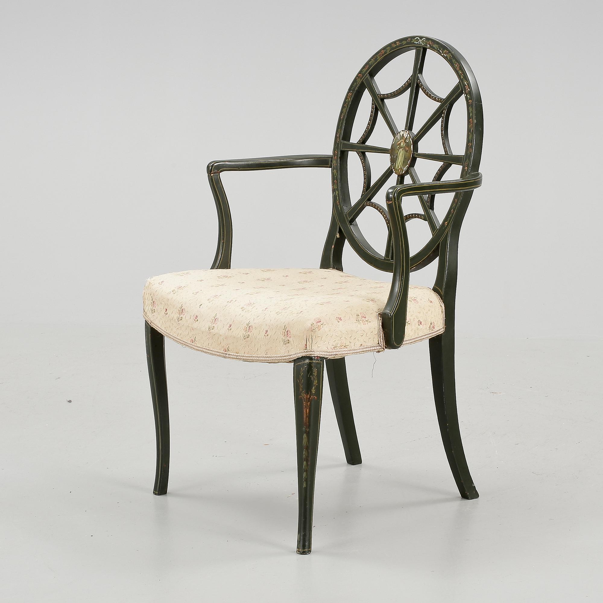 KARMSTOL, Hepplewhite-stil, omkring sekelskiftet 1900.