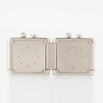 Cartier, Tank Francaise, Dual-Time, desk watch/travel watch, 35 x 41 (82) mm.
