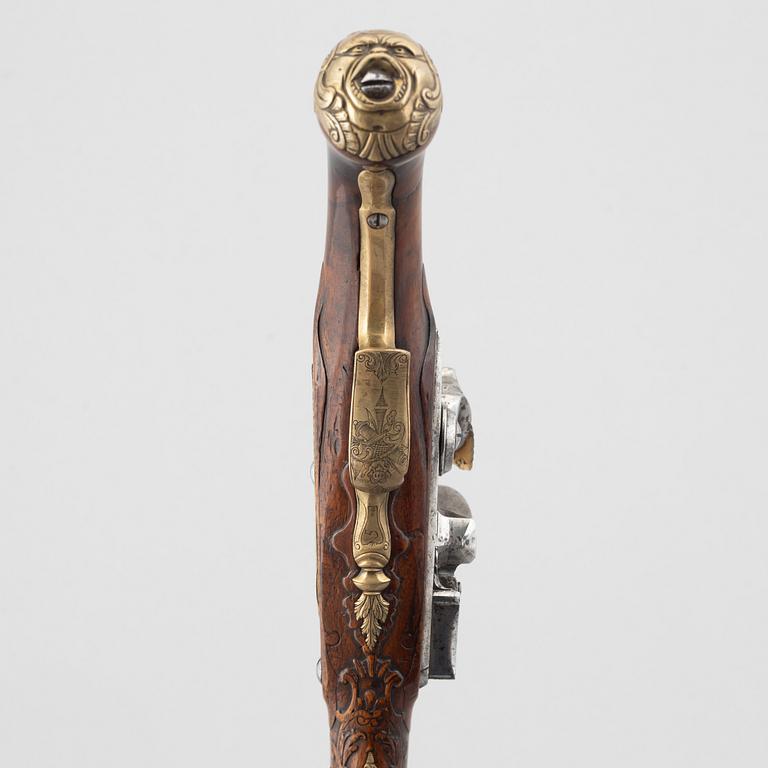 Flintlåspistoler, ett par, Joakim Rosenberg, Stralsund, 1700-talets första hälft.