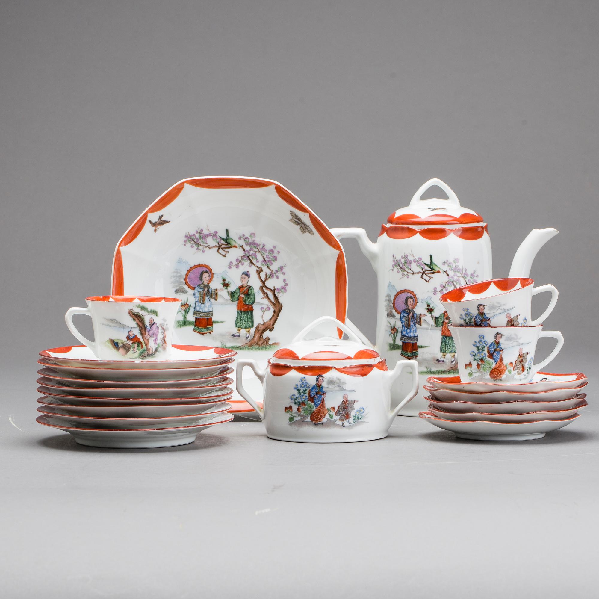 KAFFESERVIS, 21 delar, porslin ALP Lidköping.