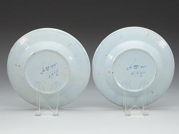 A pair of Swedish Rörstrand faience dishes dated 22/4 (17)57.