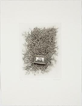 ÅKE JOHANSSON, 7 st, kopparstick, "Ilandfluten", sign o numr 45/100.