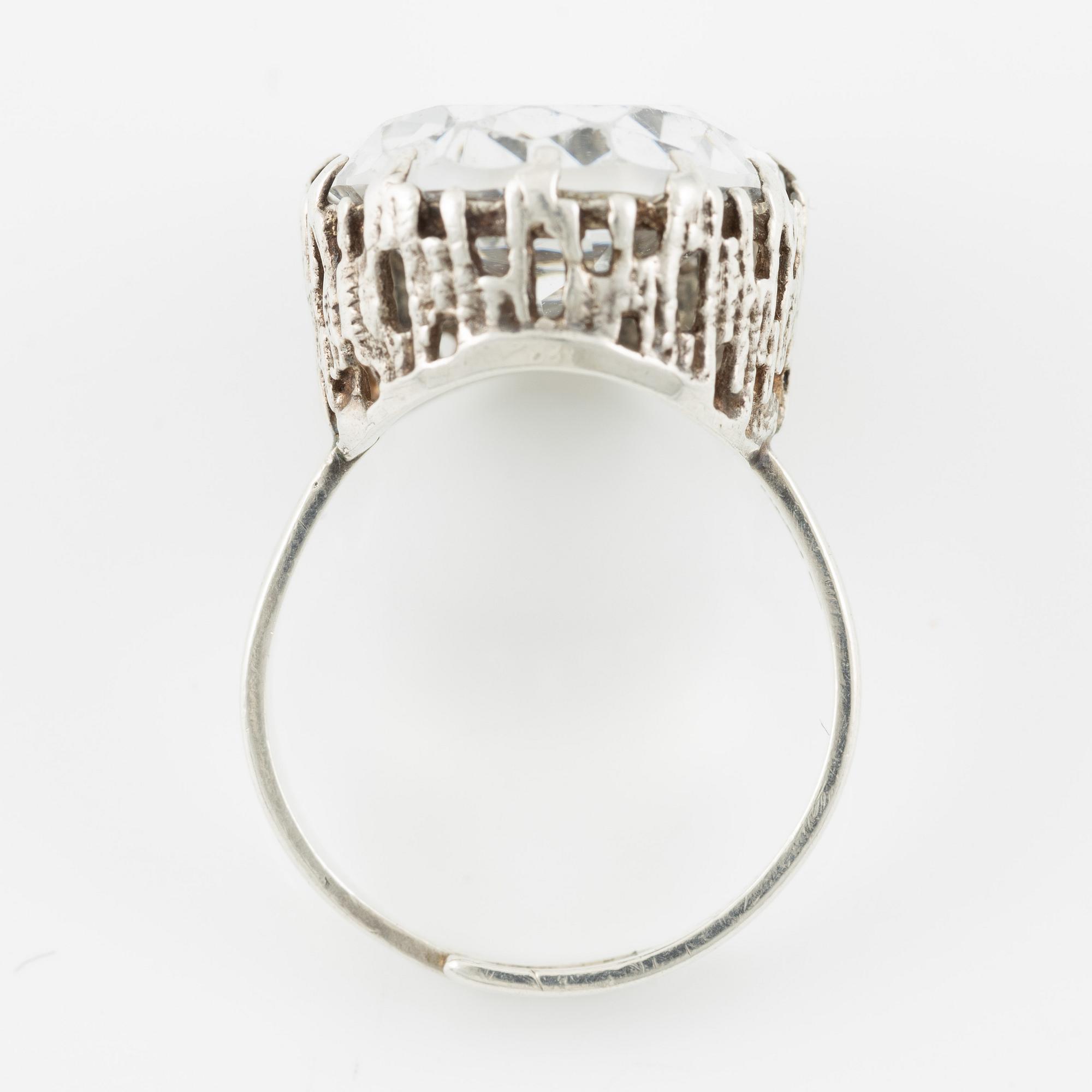 Bengt Hallberg, ring in sterling silver with rock crystal, Köping, 1973.
