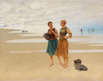 August Hagborg, Beach scene with french fisherwomen.