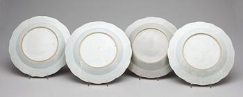 TALLRIKAR, 4 st, porslin, Qianlong, Kina, 1700-tal.